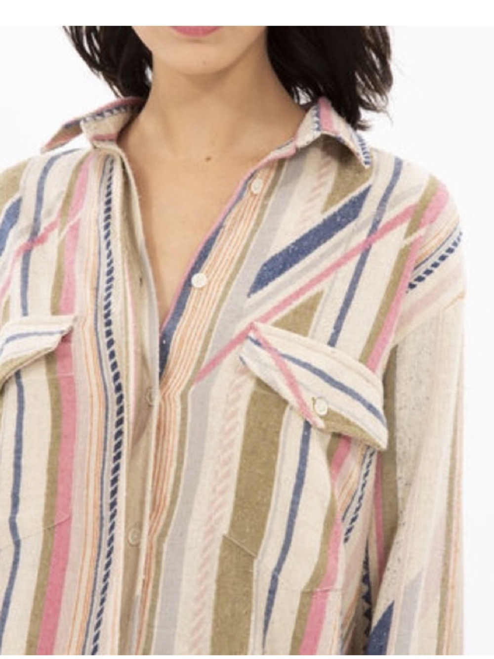 IRO Milene Ecru Silk / Cotton Button Front Shirt 34 / US 2 Bohemian Raw Hem